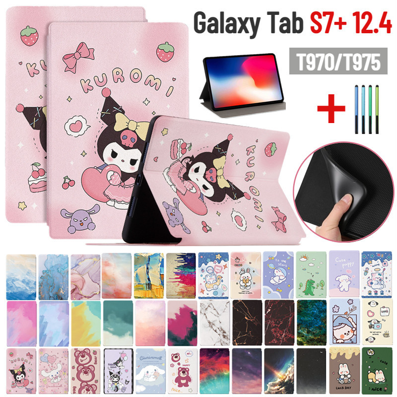 適用於三星 Galaxy Tab S7+ 12.4 SM-T970 SM-T975 Kuromi 超薄兒童卡通翻蓋保護套