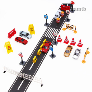 Dtb娃娃屋迷你交通說明道路施工套裝微型場景攝影道具