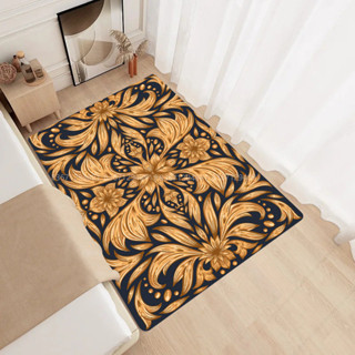 金色花紋客廳地毯家居入口地毯門墊走廊廚房防滑地墊