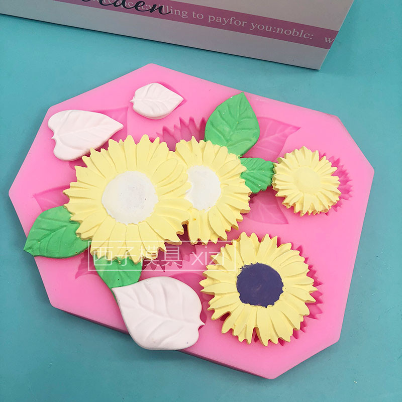 現貨【母親節模具】向日葵 花朵矽膠模具 巧克力 翻糖ins風 蛋糕裝飾 烘焙工具 滴膠 石膏模
