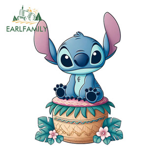 Earlfamily Stitch 卡通赤壁汽車貼紙遮擋劃痕防水大篷車衝浪板窗戶筆記本電腦卡車貼花有趣的汽車造型