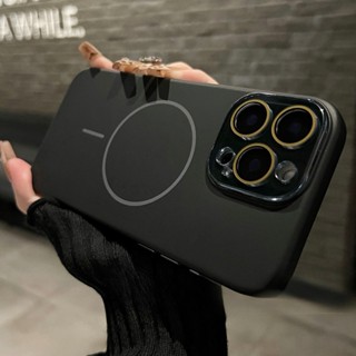 外殼豪華防指紋磨砂液體矽膠磁性手機殼適用於 iPhone 12 13 14 15 16 pro max 軟殼 16pro