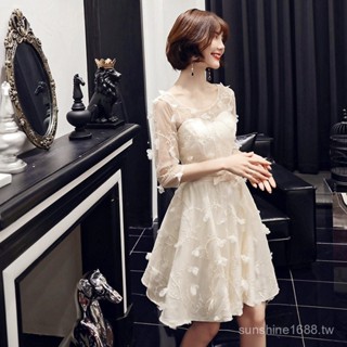 ✨新品到貨✔晚禮服✨結婚禮服✨演出禮服✈僊女係香檳色宴會晚禮服女2025新款端莊優雅顯瘦短款派對小禮服裙