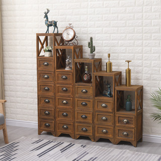 美式復古床頭櫃實木小柜子創意卧室窄櫃歐式30cm迷你床邊櫃收納櫃