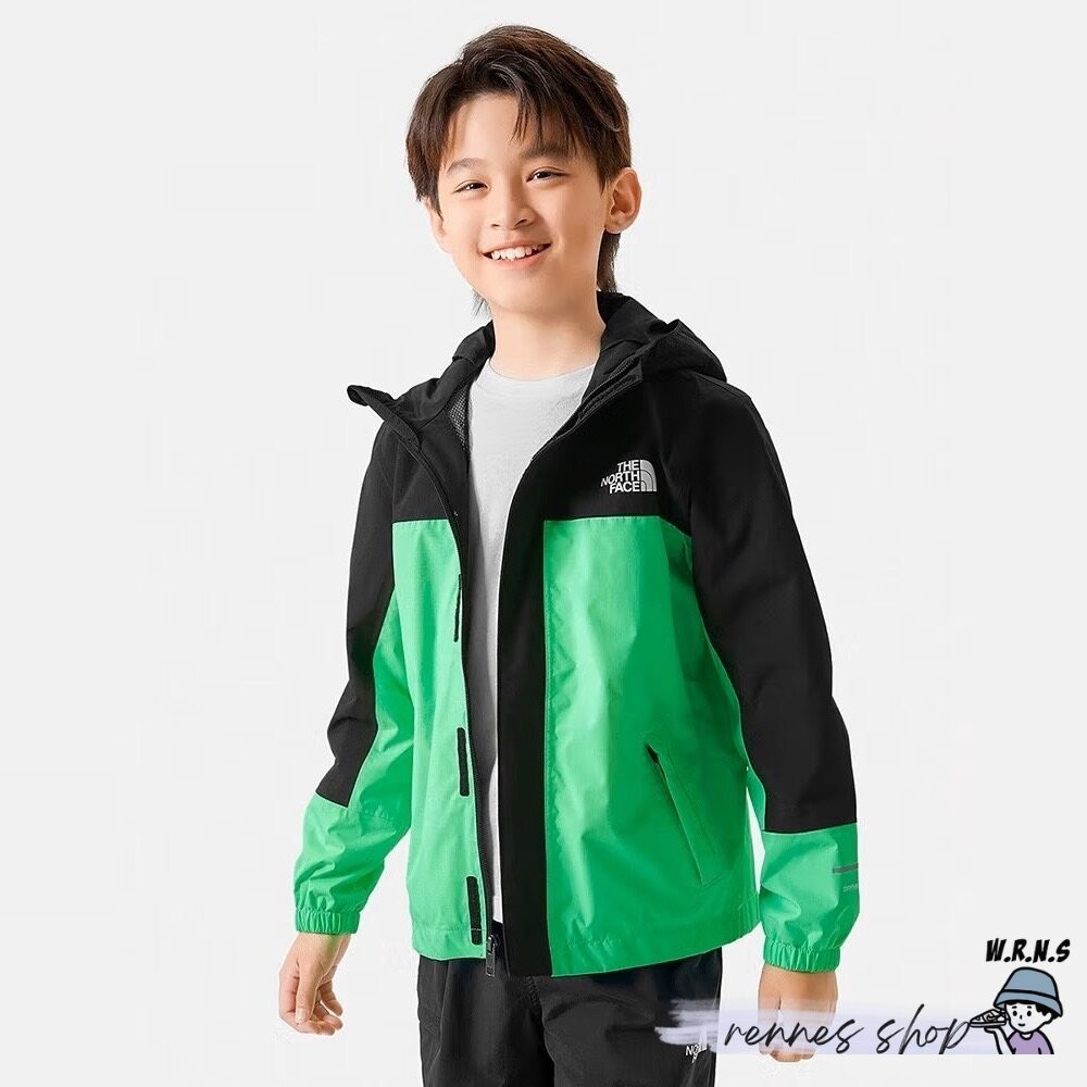 The North Face 北臉 童裝 連帽外套 衝鋒衣 防水 綠黑  NF0A82ST8YK