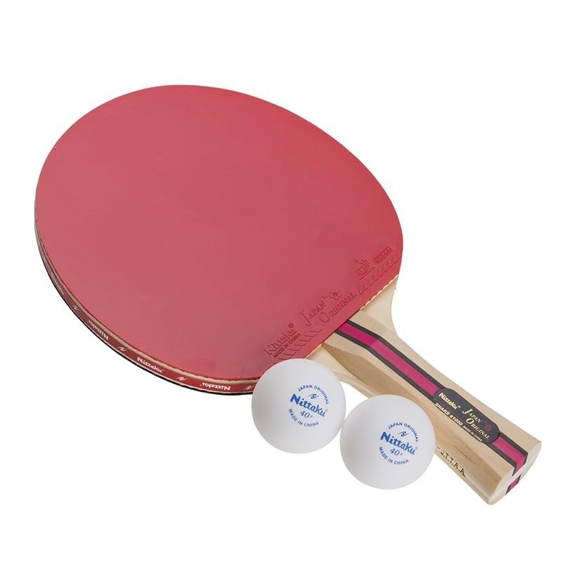 【日本直送】Nittaku 乒乓球拍，软垫日本原装正拍手 #1000 NH-5131 红色 x 黑色 FL