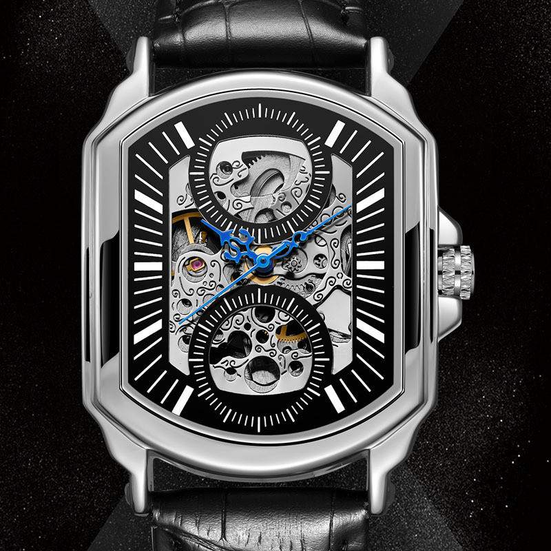 新款古駝機械錶男表全自動正品方形機械手錶歐美範手錶