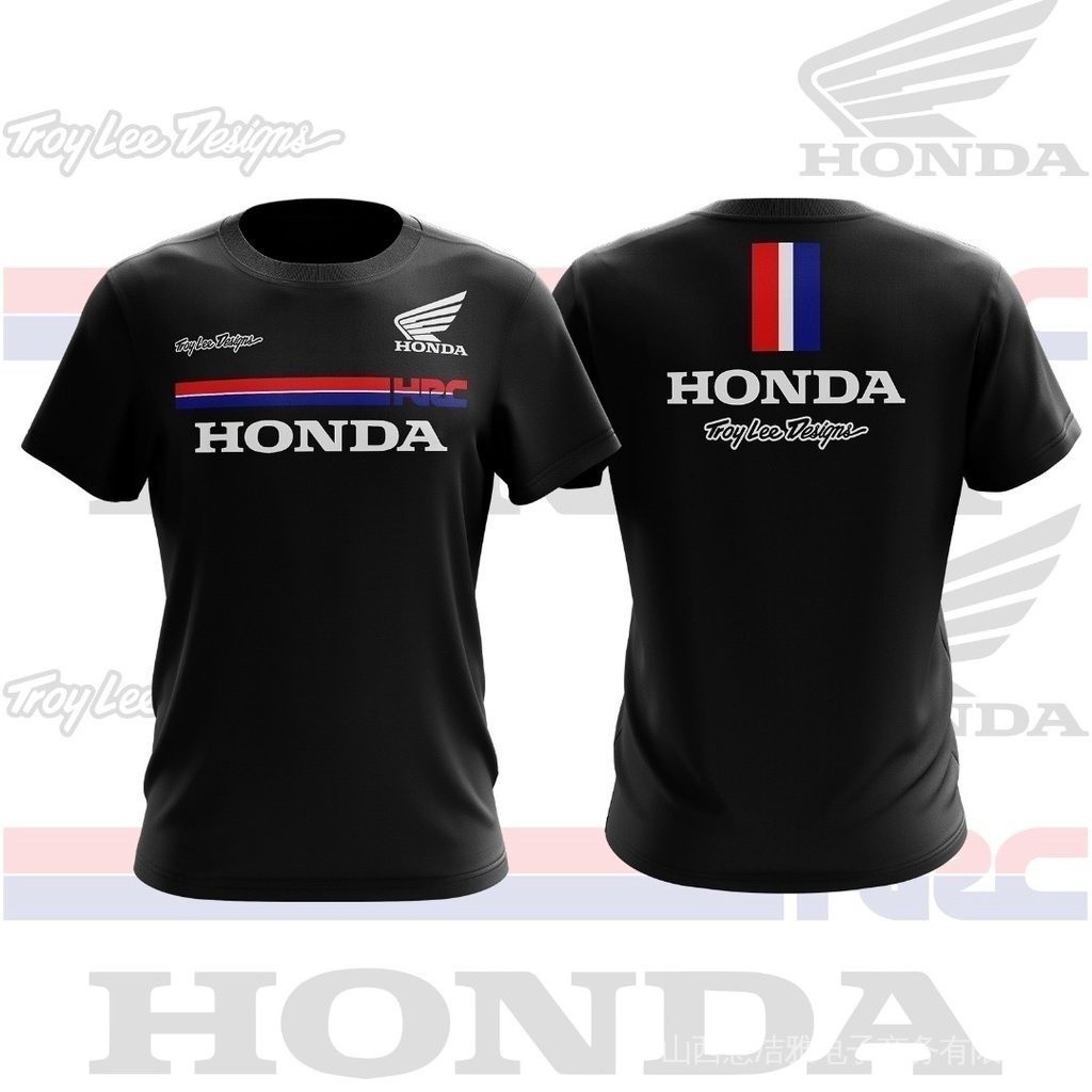 2024 純棉時尚 100%!! Baju motor honda hrc troy lee 設計復古摩托車 t 恤