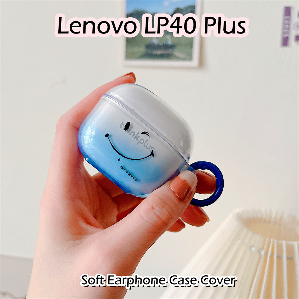 LENOVO [快速發貨] 適用於聯想 LP40 Plus 保護殼透明漸變微笑軟矽膠耳機保護殼保護套