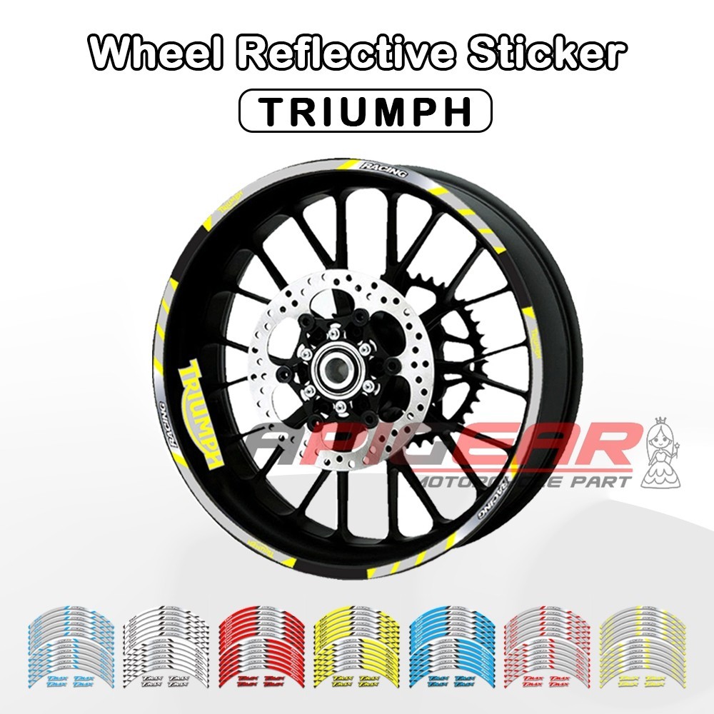 熱款特賣 適用於凱旋 TRIUMPH 17寸反光輪框貼紙 機車輪轂貼鋼圈貼車輪貼