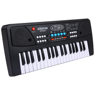 Bigfun 37 鍵 USB 電子風琴兒童電鋼琴帶麥克風黑色數字音樂電子鍵盤內置立體聲揚聲器帶 8 音 8 節奏 6