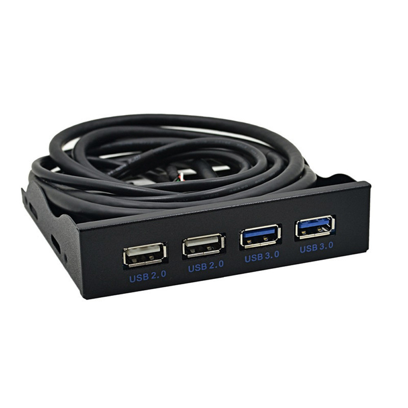 【關注立減】包郵USB3.0軟驅位前置面板4口2口19PIN轉U3臺式機9PIN轉USB2.0黑速發