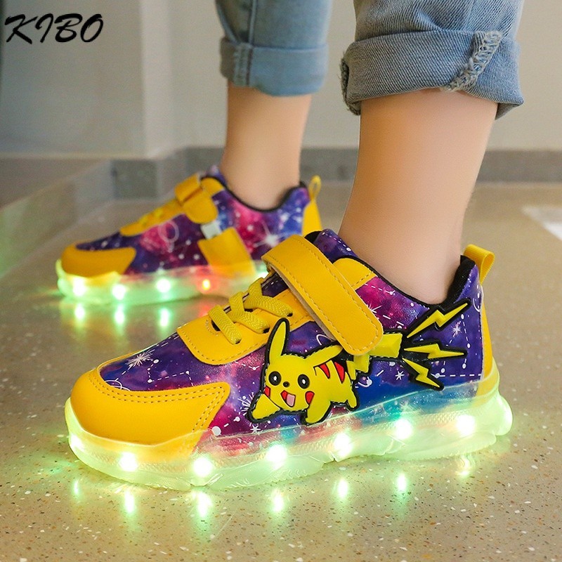 皮卡丘充電發光童鞋   兒童亮燈運動鞋