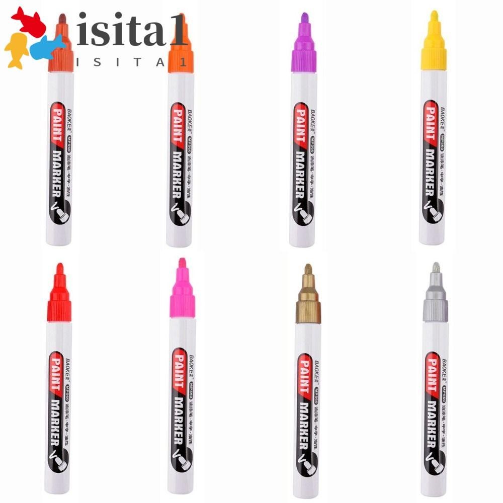 ISITA油性漆標記筆,防水快乾油性記號筆,安全筆色彩繽紛寫作多用途螢光筆輪胎噴漆