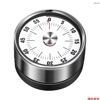 廚房定時器 60 分鐘倒計時機械磁性定時器無需電池不銹鋼倒數定時器適用於學校教室教學烹飪辦公室