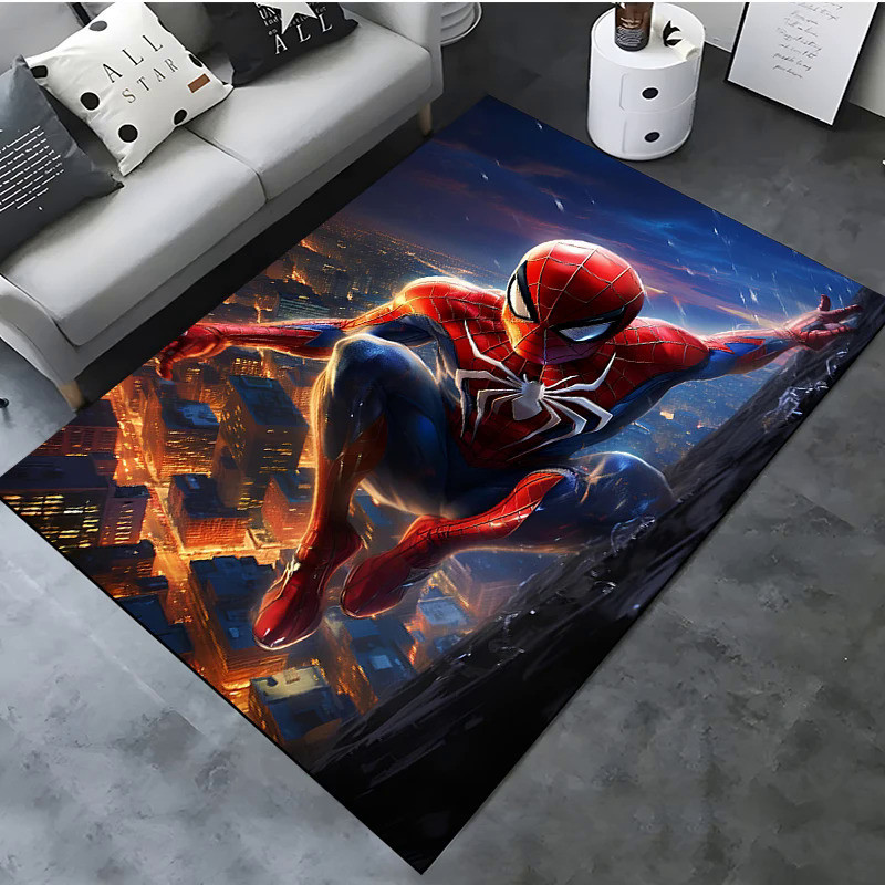 迪士尼卡通蜘蛛俠圖案大面積地毯3D地毯家用客廳臥室沙發門墊裝飾兒童墊子MINISO