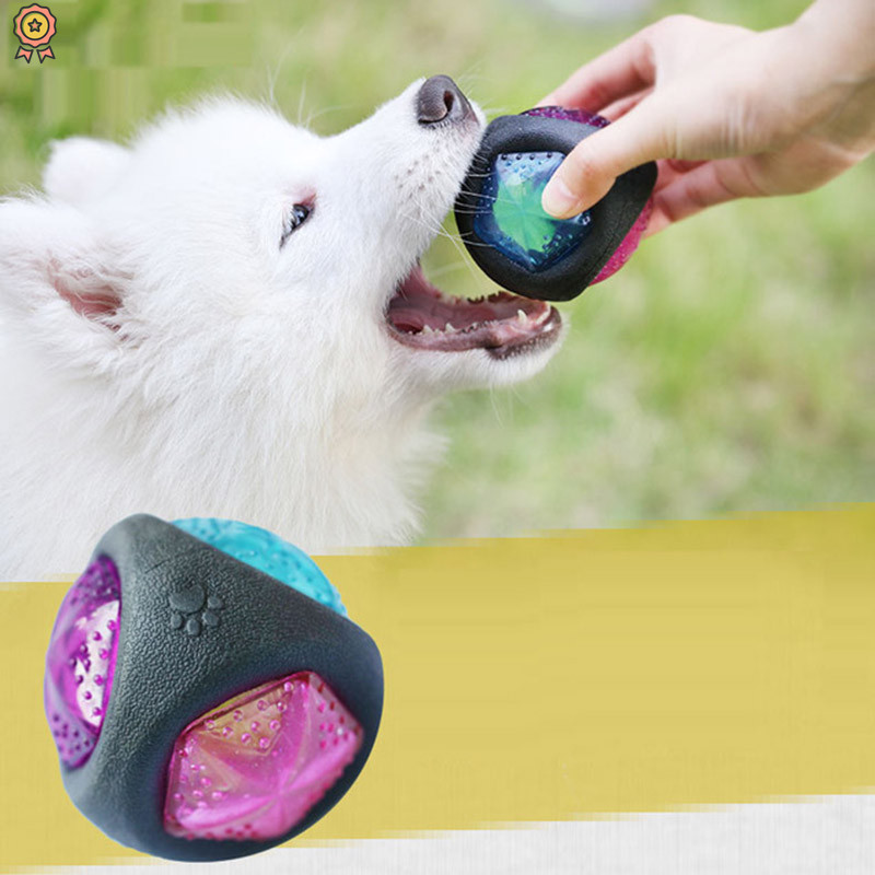 狗狗玩具球發聲抗咬牙訓練彈力發光球tpr寵物玩具帶聲音發光特效ykt