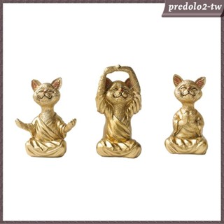 [PredoloffTW] 3 件小雕像樹脂雕塑貓飾品適用於辦公桌