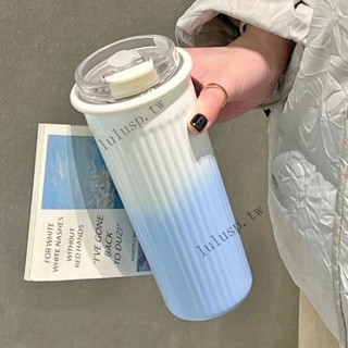 ✨可開發票#ins高顔值316不銹鋼保溫盃學生女生雙飲吸管盃便攜式車載辦公水盃#LULU