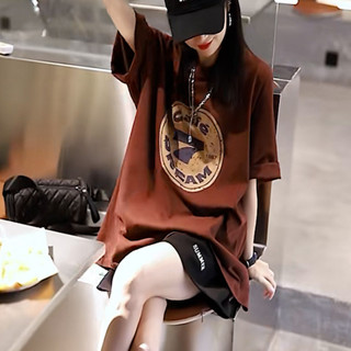 現貨 專櫃優品質推薦 女生衣著 高階感咖色短袖上衣五分短褲兩件式套裝 新款韓版跑步服兩件套