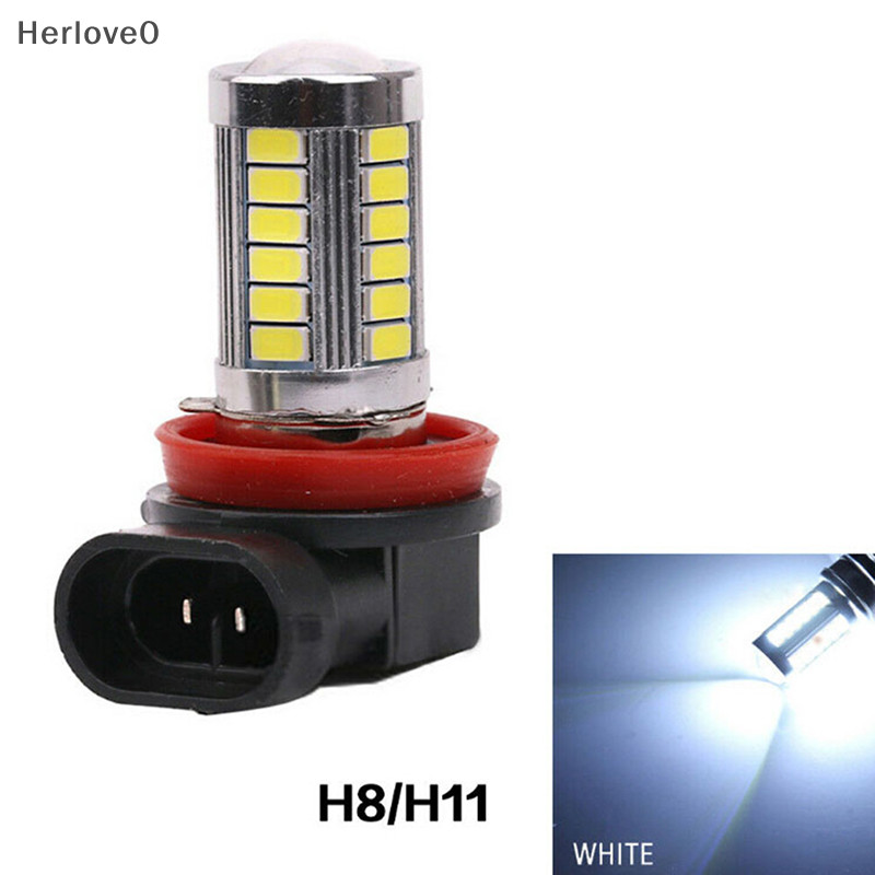 Herlove 1Pc 超亮 H8/H11 33-LED 白色汽車霧燈前照燈行車燈燈泡 TW