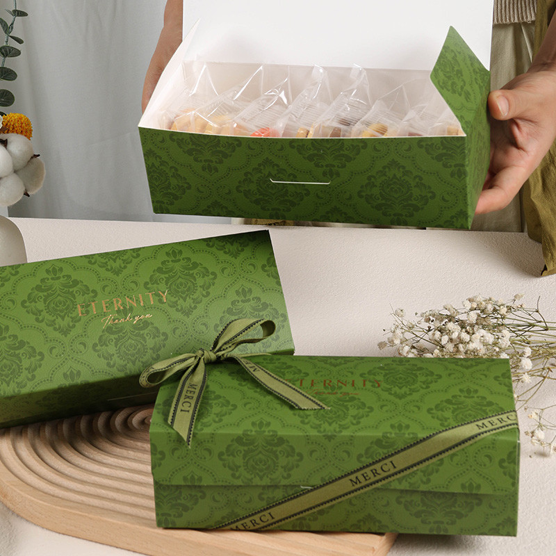 【現貨】【綠豆糕包裝盒】青團 包裝 禮盒 簡約 綠色 伴手禮 紙盒 雪花酥 牛軋糖 西點盒 綠豆糕 包裝盒