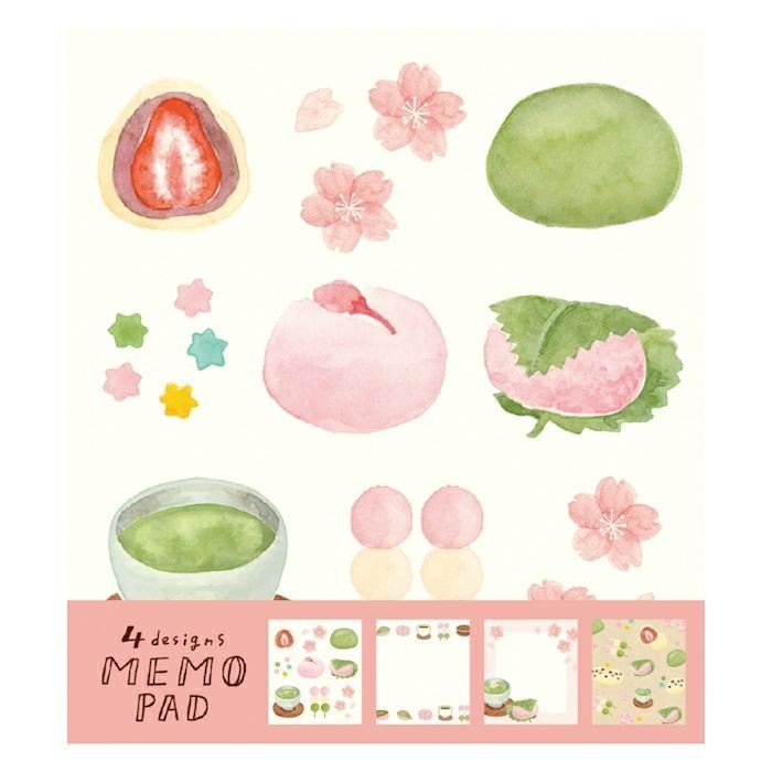 日本 Wa-Life 春季 四種設計款式便條紙組/ 櫻花和菓子 eslite誠品