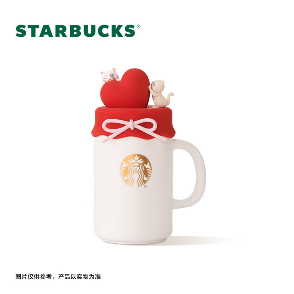 （免運）星巴克（Starbucks）杯子 星動系列馬克杯 紅色可愛高顏值大容量桌面咖啡杯 男女送禮 愛心貓咪款馬克杯配蓋