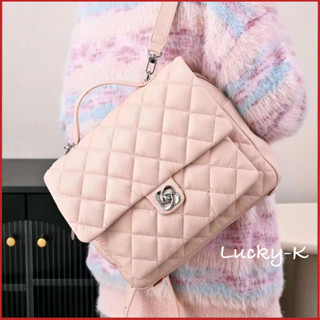 K-Bag✨韓版新款大容量菱格紋學生後背包✨網紅時尚溫柔粉色通勤後背包電腦包包