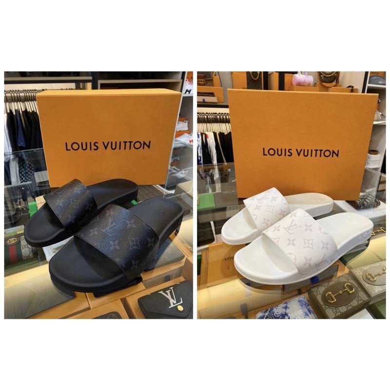 全新  Louis Vuitton LV  黑/白老花拖鞋
