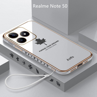 外殼 Realme Note 50 外殼電鍍楓葉保護套軟 TPU 手機殼 Realme Note 50