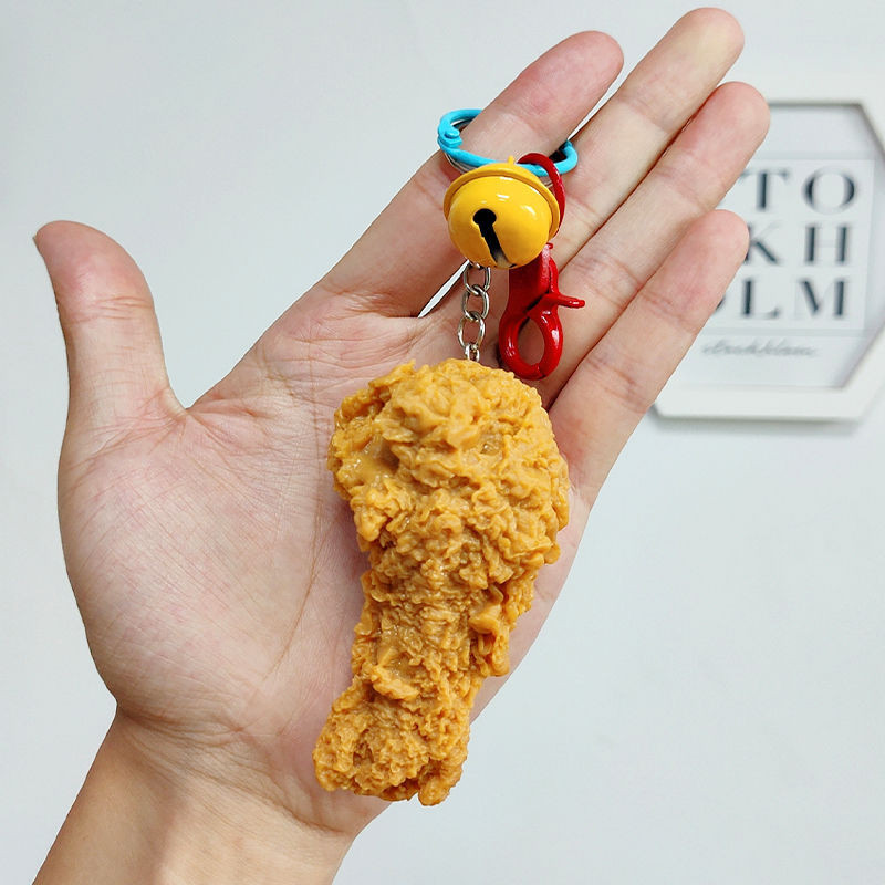 炸雞腿吊飾 搞怪仿真食物鑰匙扣 道具 模型 寵物項鍊 書包包吊飾 趣味創意男女項鍊小禮物