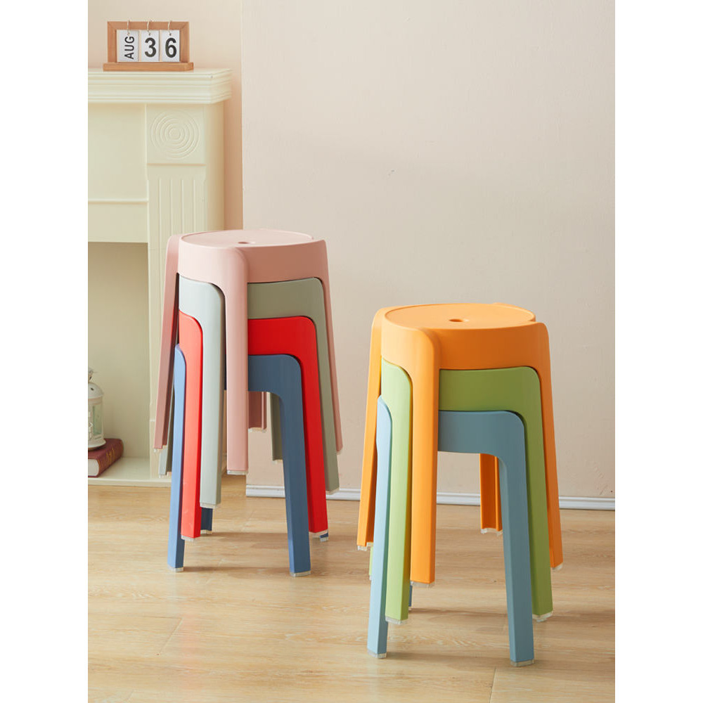 🚚免運🚚 ♞,♘北歐圓凳塑膠加厚大人凳子風車板凳折疊餐桌凳家用椅子備用凳高凳