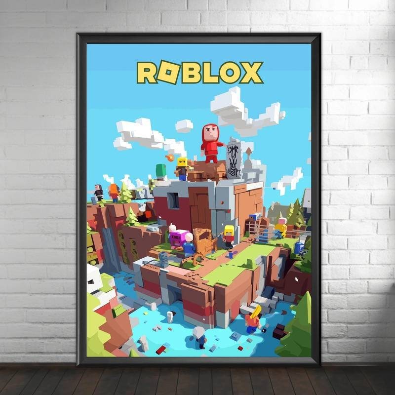 Roblox 漫畫帆布 遊戲海報 牆藝術遊戲室 畫芯噴繪 無框畫 裝飾畫 背景墻掛畫