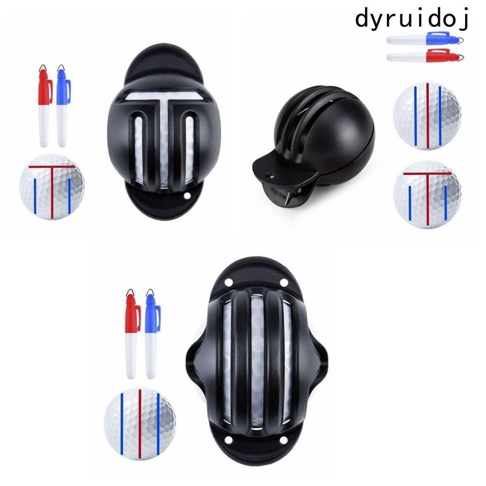 Dyruidoj 1 套高爾夫球線標記,帶 2 支筆標記線高爾夫劃線器,高爾夫工具雙面標記便攜式對齊高爾夫球標記筆瞄準孔