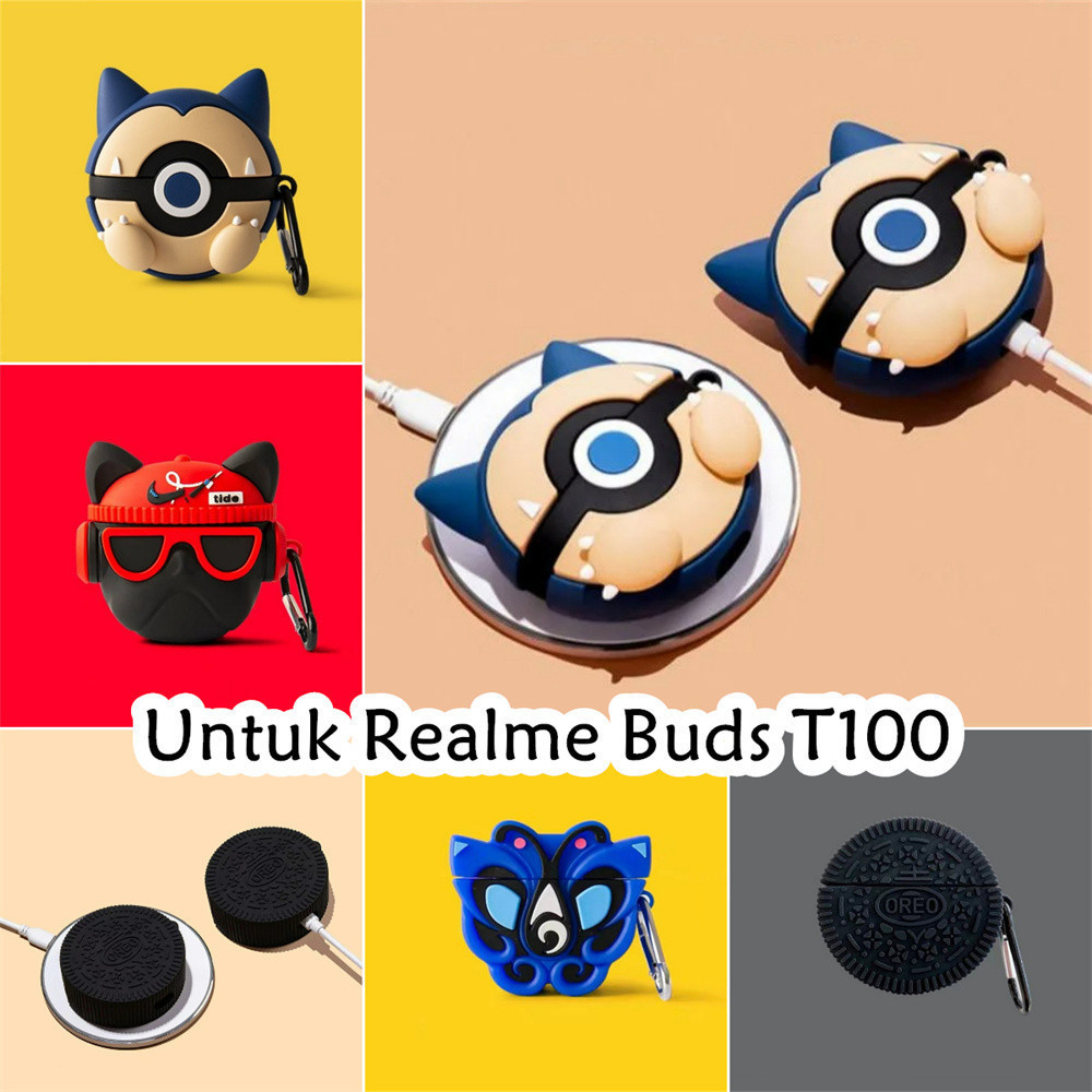 Merah For Realme Buds T100 手機殼時尚卡通紅帽柴犬軟矽膠手機殼耳機套保護套 NO.3