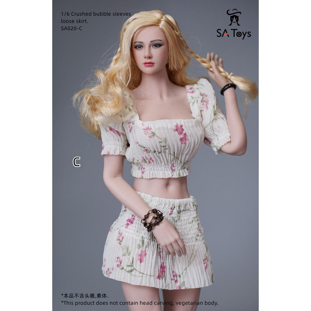 【高檔】SA Toys SA020 1/6女兵人衣服碎花泡泡袖鬆緊裙12寸人偶玩具模型