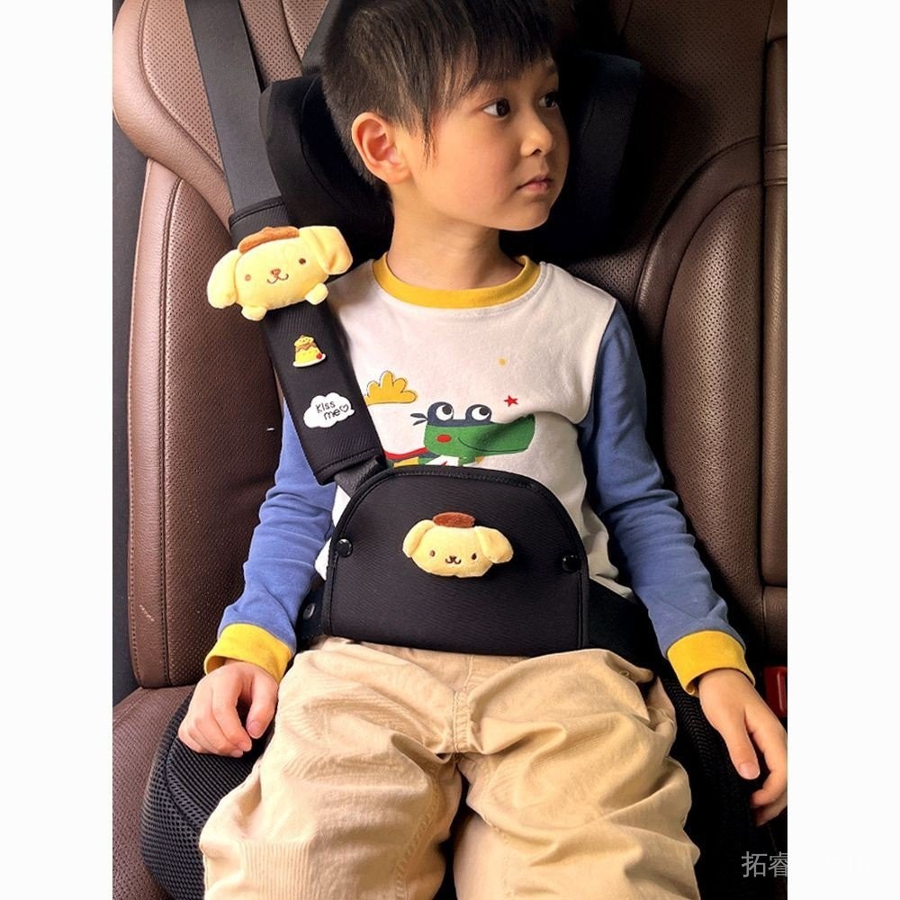 汽車兒童安全帶調節固定器卡通可愛護肩帶靠枕增高記憶棉頭枕坐墊