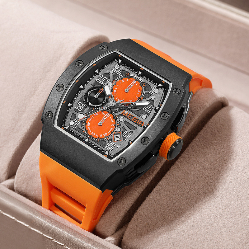 MEGIR新款304不鏽鋼殼男士手錶  多功能運動防水男士石英手錶 8411G
