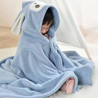 ❤️臺灣新品❤️寶寶柔軟中大童連帽珊瑚絨鬥篷吸水可穿嬰兒浴袍兒童浴巾帶帽洗澡熱賣中🎆🎆