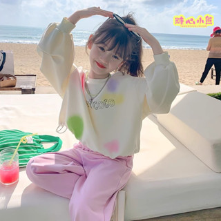 秋季新款女大童長袖衣服上衣女童春秋季衛衣2025新款中大童洋氣女孩網紅寬鬆打底衫彩虹套頭衫