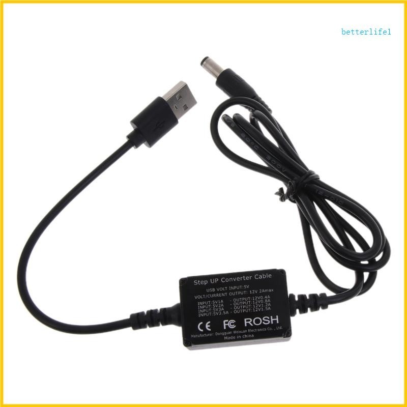 Btm 5V 至 12V 電壓升壓轉換器電纜線升壓線 USB 至 DC5 5x2 1mm