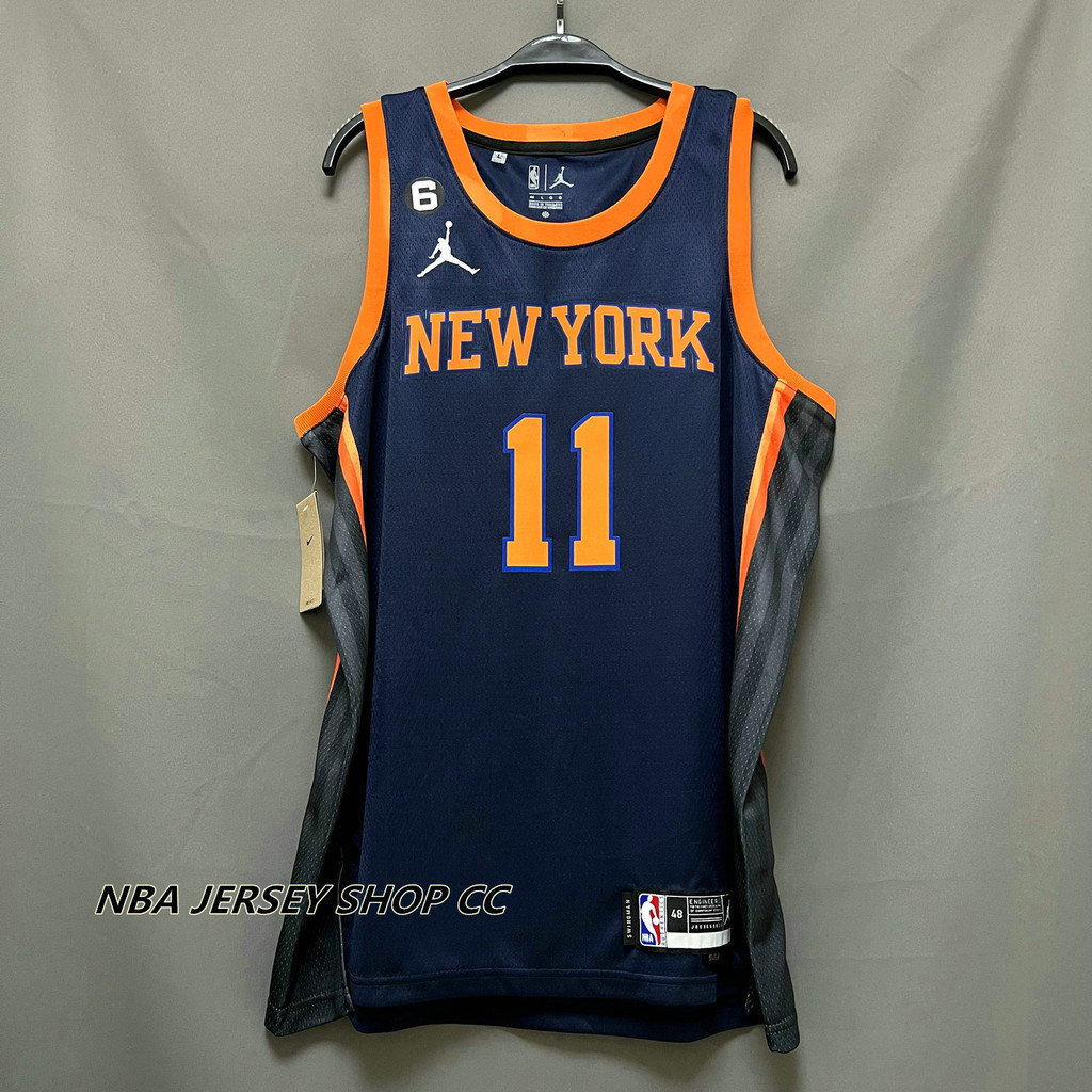 男士 Nba 紐約尼克斯隊 #11 Jalen Brunson 2022-23 聲明版黑色球衣搖擺人
