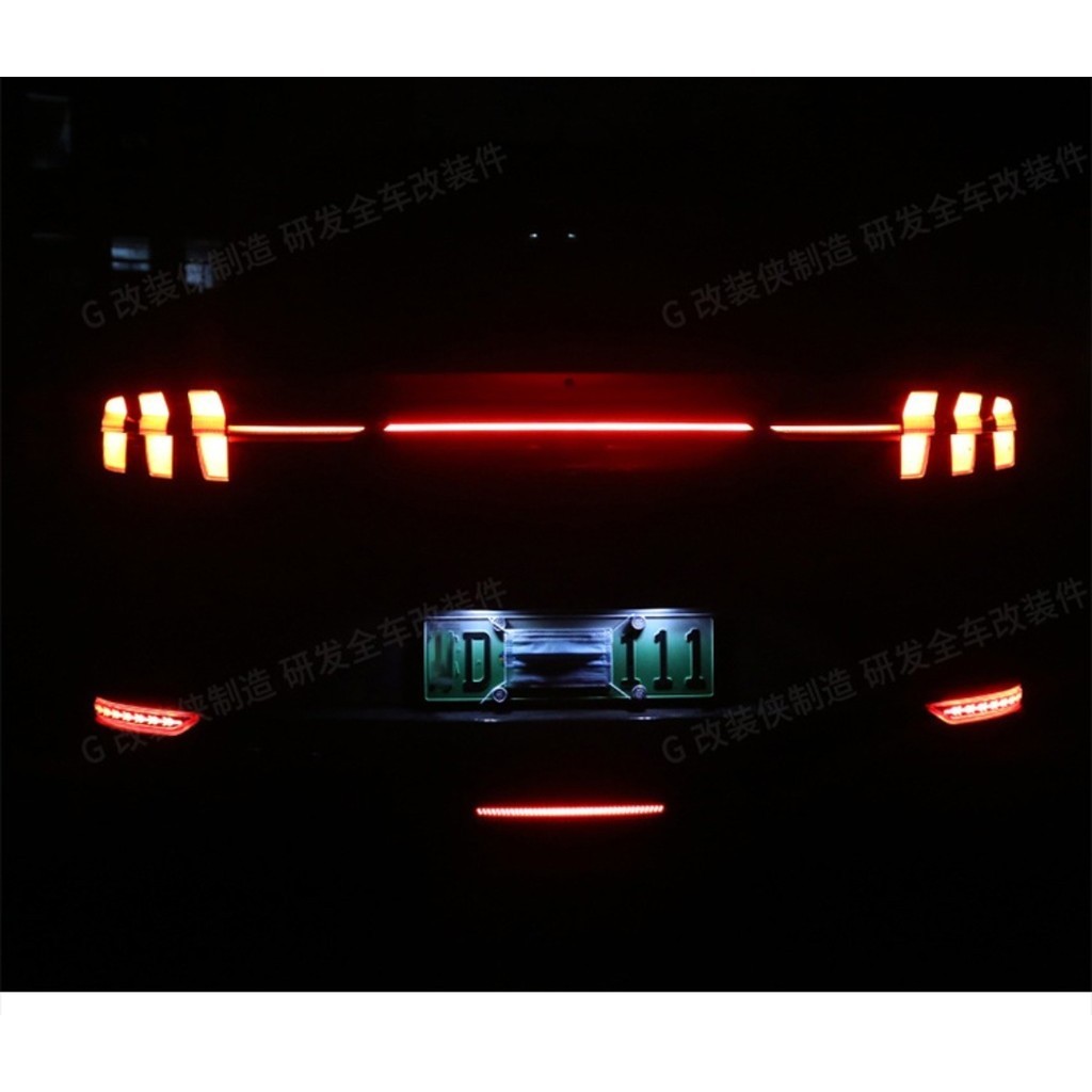 Ford Mustang Mach-E 2023款 電動野馬 改裝後槓貫穿倒尾燈 Mach-E升級LED爆閃流光領航燈