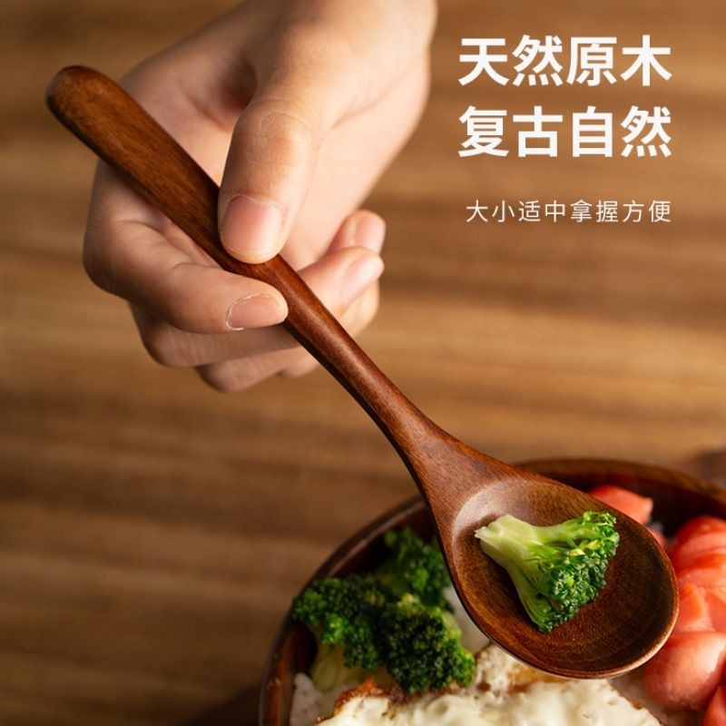 木藝日式小木勺實木飯勺木頭勺子長柄小勺湯勺湯匙吃飯湯匙高顏值