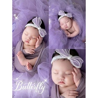 寶寶兒童攝影裹布背景毯紫色紗主題新生兒滿月嬰兒道具影樓藝術照 OUXK