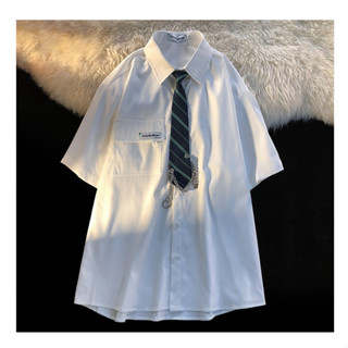 帶領帶學院風 Jk 制服白襯衫女式短袖夏季休閒襯衫
