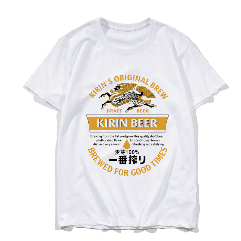 現貨KIRIN/麒麟啤酒t恤 beer一番榨印花短袖男女情侶純棉寬鬆上衣
