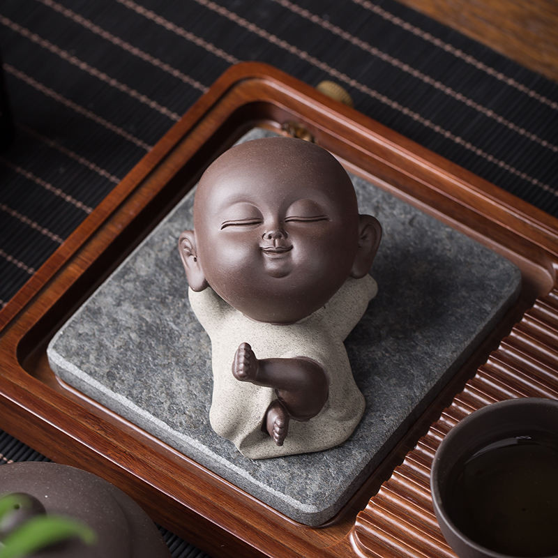 🚚免運🚚 ♞茶寵擺飾可養禪意小和尚茶道紫砂人物個性小沙彌茶盤飾品茶具配件