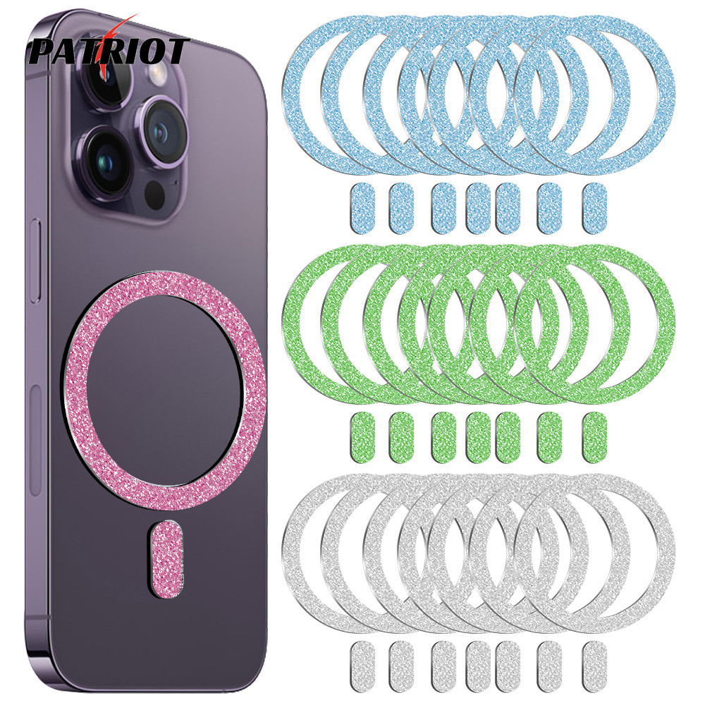 金屬磁環貼紙 - 兼容 iPhone 15 Pro Magsafe - 車載支架閃亮粉紅色感應環 - 超錫自適應無線充電